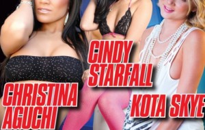 Christina Aguchi, Cindy Starfall and Kota Skye at Hustler Club Las Vegas